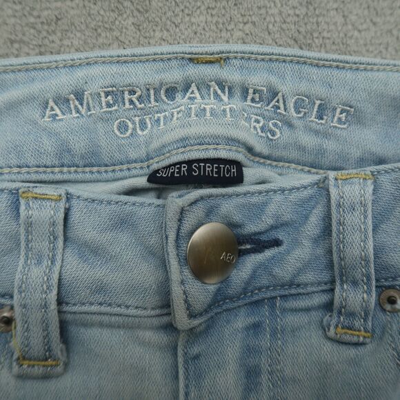 American Eagle Jeans Women's Size 4 Blue Low-Rise Skinny 29" Inseam Distressed - Picture 10 of 16